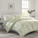 Laura Ashley Home - King Duvet Cover Set, Reversible Cotton Bedding with Matching Shams, Lightweight Home Decor for All Seasons (Natalie Sage, King)