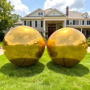 Gold Inflatable Mirror Ball, Big Shinny Mirror Balls Reusable Large PVC Disco Ball Balloon for Large Event Decoration, Party, Concerts, Stage, Wedding Decor, Without Air Pump(2 Pcs, 78.7in)