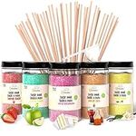 GREENDOSO® Sugar For Candy Floss Machine (5x350g) - Pack of 5 Flavours (Strawberry/Cola/Apple/Marshmallow/Vanilla) - Natural Colourings & Flavours - 50 Sticks + Measuring Spoon - MADE IN FRANCE