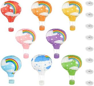 Hot Air Balloon Decorations Classroom Decor with Ceilling Hooks, Paper Lanterns, Back To School Ceiling Lantern for Party (8, Multi-colors)