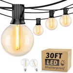 OHLUX String Lights for Outside, 30FT Dimmable Outdoor String Lights with 17 Shatterproof G40 LED Edison Bulbs, 2200K Waterproof Connectable Hanging Patio Lights for Balcony Deck Gazebos Backyard