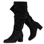 RF ROOM OF FASHION Women's WIDE CALF Slouchy Knee High Boots, Black Su (Wide Calf- 2 1/4" Heel), 8.5 Wide