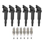 ACROPIX Spark Plugs and Coil Packs Kit Ignition Coils and Spark Plugs Set for BMW - Pack of 12 Black