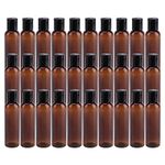 Bekith 30 Pack 4oz Plastic Squeeze Bottles with Disc Top Flip Cap, Empty Amber BPA-Free Refillable Containers For Shampoo, Lotions, Liquid Body Soap, Creams, amber, 4oz