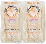 Wide Thai Rice Stick Noodles Xl (1cm) Pack of 2 (16 Ounce each)