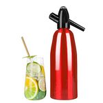 1L Home Soda Water Siphon Aluminium Stainless Steel Soda Siphon for Juice Cocktail Drinks,Red