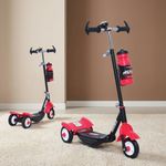 Fun Ride Funride Kids Scooter, Rush Three Wheel Kick Scooters for Boys & Girls with Sipper, Bell, Adjustable Height & Rear Brake, 3 Wheels Skate for Age 3-10 Years (Red)