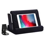2pcs Multi-Angle Tablet Holder Cushion Stand with Net Pocket & Black Color Phone Stands Upgraded Tablet Pad Support for Phone,Pad,Books (Black)