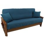 Blazing Needles Solid Twill 8" to 9" Futon Cover Set with 2 Throw Pillows (Set of 3), Full, Black