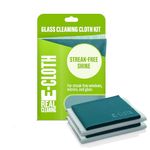 E-Cloth Glass and Window Cleaner | Streak-Free Windows With Just Water | For Windows, Car Windscreen, Mirrors | Reusable Microfiber Towel Cleaning Kit | Winter Green | 2pack