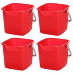 Peohud 4 Pack Sanitizing Buckets, 3 Quart Small Cleaning Pail, Square Cleaning Bucket Detergent Bucket with Spout and Handle for Home, Offices, School, Commercial Use