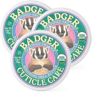Badger Cuticle Cream, Deep Hydration for Dry, Cracked Cuticles & Hangnails, 100% Organic Cuticle Balm with Rich Shea Butter for Strong, Healthy Nails, Non-Greasy Cuticle Oil, .75oz Tin, 3-Pack
