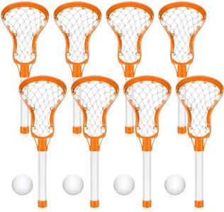 Arrowbash 4 Lacrosse Stick and Ball Set Includes 8 Pcs Lacrosse Stick and 4 Balls Plastic Lacrosse Game Set for Kids Teens Adults Youth Outdoor Beach Sports Summer (Orange)