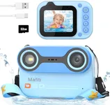 Mafiti Kids Waterproof Digital Underwater Camera for Snorkeling and Diving 48MP 1080P HD Digital Camera with 2.4" IPS Display USB Rechargeable for Videos and Photos with 32GB Card Blue