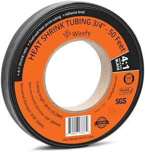 Wirefy 3/4" Heat Shrink Tubing - Large Diameter - 4:1 Ratio - Adhesive Lined - Industrial Heat-Shrink Tubing - 50 Feet Roll - Black