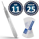 Dentaplex 25 Pcs Scalpel Blades Scalpel Handle #11 Suitable for Sculpting Surgical Sign Craft Card Making Cutter Podiatry Dental Repair Medical Lab Training