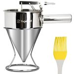 NejaMart Pancake Batter Dispenser with Baking Stand 1200ml Pancake Dispenser a Multipurpose Baking Tool with Squeeze Handle for Cake Desserts, Stainless Steel Batter Pourer with Silicon Basting Brush