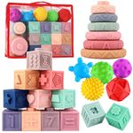 Baby Blocks，23PCS Soft Stacking Blocks for Baby 1 2 3 Years Old，Building Blocks Sensory Montessori Toys for Babies 0-3-6-12 Months,Squeeze Play with Early Educational Learning，Best Gift for Baby