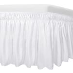 Easy-Going Bed Skirt for Queen or King Size Bed, 18 Inch Tailored Drop, Fitted with Adjustable Elastic Belt, Convenient to Use Without Lift The Mattress (Queen/King, White)