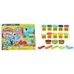 Play-Doh 0 PD CRUNCHIN T REX & Dinosaur Theme 13-Pack of Non-Toxic Modeling Compound for Kids 3 Years and Up With 2 Cutter Shapes, 2 Roller Tools, and Scissors (Amazon Exclusive)
