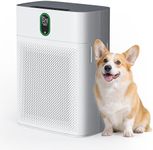 Pureborne Air Purifier for Home Large Room up to 1076 Sq Ft, HEPA Filter with PM 2.5 Display and Dual Air Intake, 24dB Quiet for Bedroom, Pet Hair Dust Smoke, White