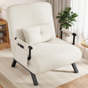 YOUDENOVA Schlafsessel 3 in 1 mit Bettfunktion, Schlafsofa mit 5-Fach Verstellbarer Rückenlehne, Sofa mit Aufhängetasche, Schlafcouch, Gästebett, Klappsofa, 190 × 69 cm, Chenille Beige