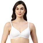 Enamor A039 Perfect Coverage Supima Cotton T-Shirt Bra- Padded, Wirefree & Medium Coverage White