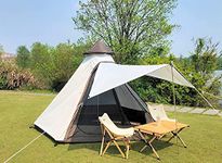 12'x 10' x8'Large Space Tower Bell Tipi Tent for Family 3-4 Person Camping Tents Double Layers Lightweight Waterproof Teepee Pyramid Tent