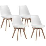 HOMCOM Dining Chairs Set of 4, Modern Kitchen Chairs with PU Leather Cushion and Wood Base for Living Room and Dining Room, White