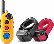 Educator EZ 1/2 Mile Dog Training Collar with Ergonomic Remote, Safe Humane Vibration Stimulation, Pavlovian Tone, Waterproof, Odorproof Biothane Collar, Night Light, Rechargeable, 2 Dog, Yellow