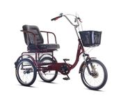 NIUSABOU Folding Adult Tricycle, Adult 3-Wheel Tricycle, Hydraulic Front Fork, Rear Oil Brake, Multicolor, 16-18 inch(Wine Red,18inch)
