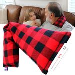 Handmade in Canada: HARTI Double-Layered Cotton Microwave Heating Pad 20"x5" - Moist Heat and Cold Pack Compress for Back, Neck, Shoulders, Cramps, Sore Muscles, Aches, and Joints - Bean (OATS) Bag Neck Wrap - Buffalo Plaid