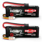 HOOVO 3S Lipo Battery, 11.1V 5200mAh 80C RC Battery, Softcase with TR Plug Compatible with RC Car, RC Helicopter, Drone, Airplane, UAV, FPV, Buggy, Truggy, Racing Models, 2 Pack