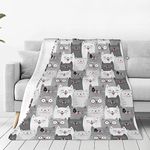 CUAJH Cute Cats Throw Blanket for Adult Kids 80"X60", Lightweight Soft Flannel Fleece Throw Blanket for Bed Couch Sofa Chair Office