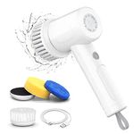 Electric Scrubber for Cleaning Spin Electric Cleaning Brush with 3 Replaceable Heads, 2 Speeds Power Electric Scrubber Brush for Bathroom Tub, Floor, Grout (White)