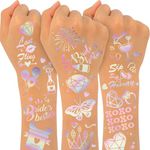 Konsait Bachelorette Temporary Tattoos,40 Pcs Iridescent Styles Bachelorette Party Decoration Bride to be party Favor Bridesmaid Favor Gift for Girls Women Bridal Shower Supplies