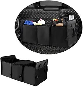 OFBAND Collapsible Car Trunk Organizer with Cooler Bag,3 Compartments with Folding Buckle&Reinforced Handles Portable Car Organizers and Storage for SUV Car Truck Camping (Black)