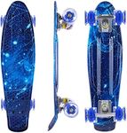Caroma Skateboards Kids Beginners Girl Boy Teens Adult, Mini Cruiser Skateboardw/PU Wheels, 22 Inch, Longboardw/ABEC 7 Bearings, Small Retro Plastic Skateboard, Blue, L x W x H: 22 x 5.7 x 4.9 inches