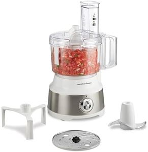 Hamilton Beach Food Processor & Vegetable Chopper for Slicing, Shredding, Mincing, and Puree, 10 Cups + Easy Clean Bowl Scraper, White and Stainless Steel (70733)