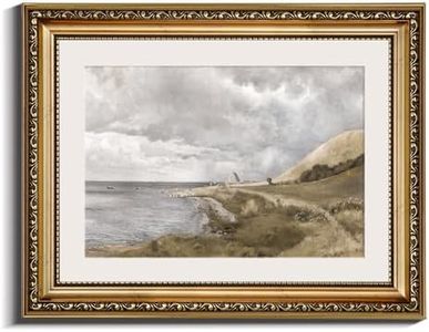 InSimSea Retro Gold Framed Wall Art, Home Room Coastal Scenery Vintage Wall Decor, Canvas Print Artwork, Farmhouse Country Decor, Antique Picture Frame Landscape Paintings, 11x14 Inch