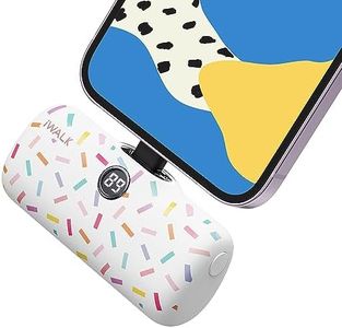 iWALK LinkPod Pattern Small Portable Charger 4800mAh, Colorful Mini Power Bank PD Fast Charging Cute Battery Pack with LED Display Compatible with iPhone 14/14 Pro Max/13/12/11 Series/X/8/7/6(White)