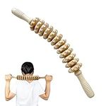 Wooden Massager Handheld Roller,Trigger Point Massager Stick for Fascia,Cellulite,Body Therapy Massager,Muscle & Abdomen Muscle Belly Relief Tools-12 Rotatable Rollers