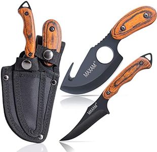 Maxam Fixed Blade Hunting Knife Set – Full Tang - 6 Inch Skinning Knife & 7 Inch Caping Knife -Includes Sheath - 2-Pieces