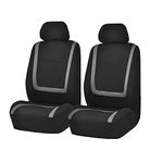 FH Group Car Seat Covers Front Set in Cloth -Car SeatCovers for Low Back Car Seats with Removable Headrest,Universal Fit,Automotive SeatCovers,Washable Car SeatCover for SUV,Sedan,Van Gray