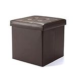 CMY Pouffe Footstool Folding Ottoman Storage Box Faux Leather Foot Rest Stool Toy Chest Shoe Bench Dressing Table Chair with Lids for Living Room