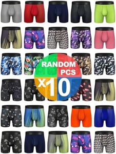 CONKEND Mens Boxer Briefs Mesh Knit Ultra Fast Dry Sport Polyester Boxer Briefs No Ride-up 6" Underwear for Men 10 Pack M