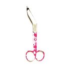 Stainless Steel 5.5 Inch Colored Coated Handle Lister Bandage Scissors Utility Student Nursing First Aid Scissors (Pink Heart Pattern)