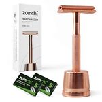 Safety Razor for Women, Ladies Razor with a Razor Stand, Double Edge Razor with a Texture Handle, Metal Razor Women, Fits All Double Edge Razor Blades (Rose Gold)