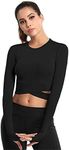 SotRong Long Sleeve Gym Crop Tops f