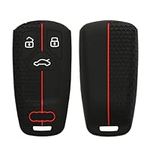 kwmobile Car Key Cover Compatible with Audi 3 Button Car Key Smart Key (only Keyless Go) Key Cover - Silicone Protective Car Key Fob Case - Black/Red